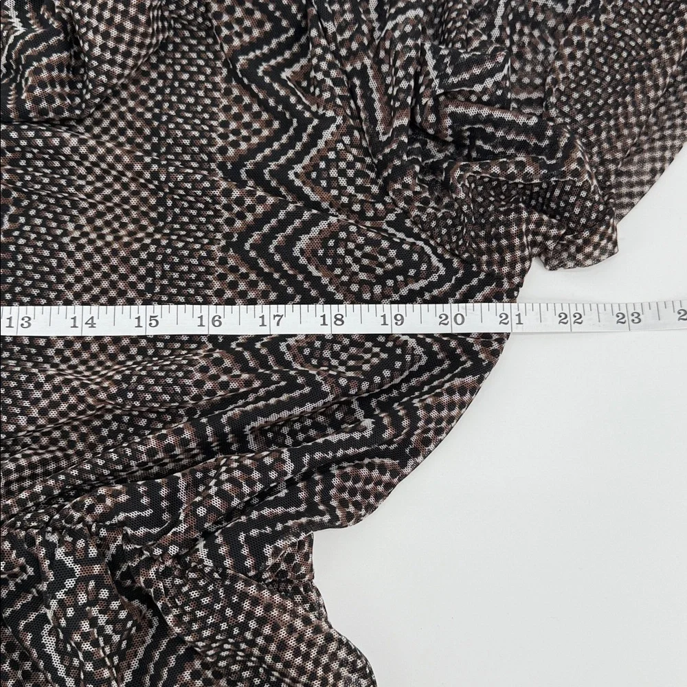 Just Taylor Maxi Dress Sheer Tiered Long Sleeve Boho Print Black L Flowy - Picture 7 of 14